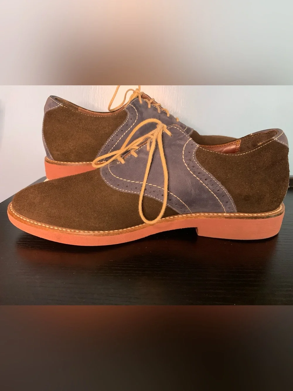 Neil M Two-Tone Suede Oxfords in Brown & Blue